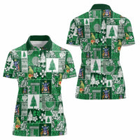 Norfolk Island Meri Krismas Women Polo Shirt Pacific Patchwork Xmas Vibes - Polynesian Pride