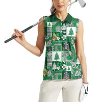 Norfolk Island Meri Krismas Women Sleeveless Polo Shirt Pacific Patchwork Xmas Vibes LT9 - Polynesian Pride