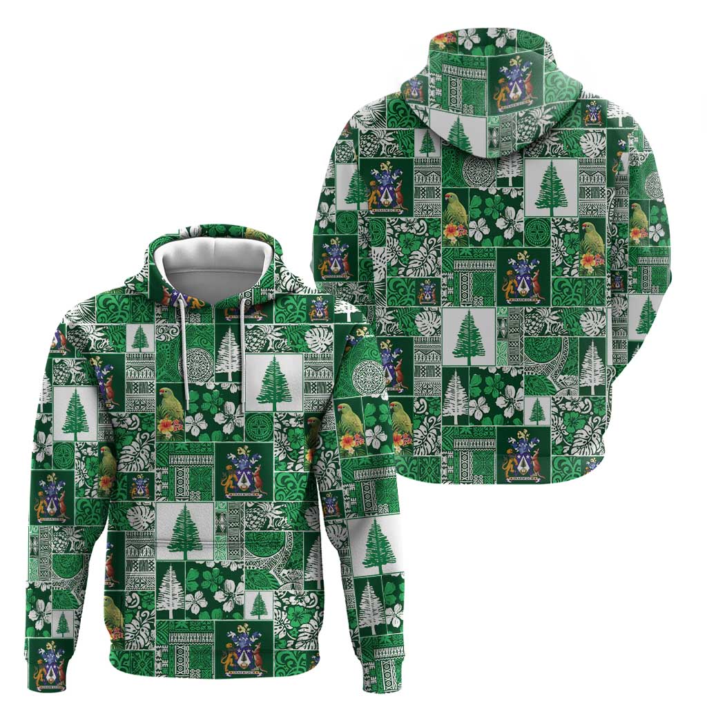 Norfolk Island Meri Krismas Zip Hoodie Pacific Patchwork Xmas Vibes LT9 - Polynesian Pride