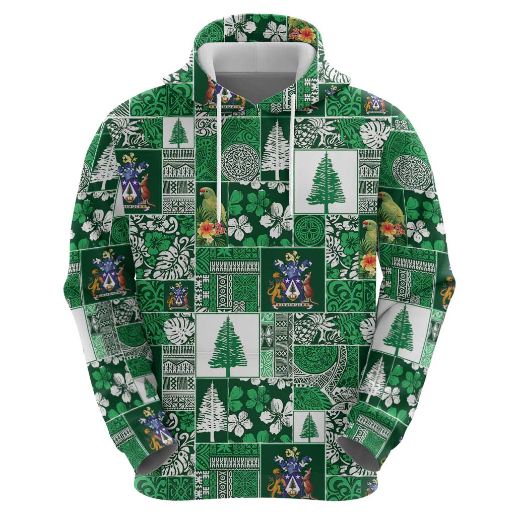 Norfolk Island Meri Krismas Zip Hoodie Pacific Patchwork Xmas Vibes LT9 - Polynesian Pride