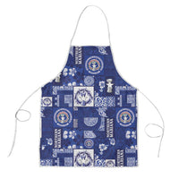 Northern Mariana Islands Magof Nochebuena Apron Pacific Patchwork Xmas Vibes LT9 Blue - Polynesian Pride
