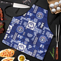 Northern Mariana Islands Magof Nochebuena Apron Pacific Patchwork Xmas Vibes LT9 Blue - Polynesian Pride