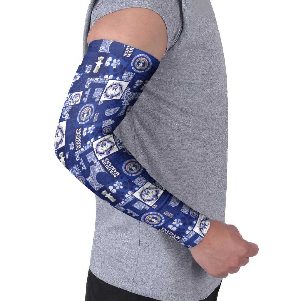 Northern Mariana Islands Magof Nochebuena Arm Sleeves Pacific Patchwork Xmas Vibes LT9 - Polynesian Pride