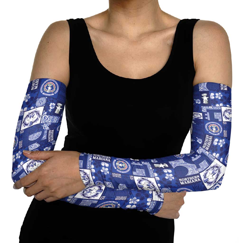 Northern Mariana Islands Magof Nochebuena Arm Sleeves Pacific Patchwork Xmas Vibes LT9 - Polynesian Pride