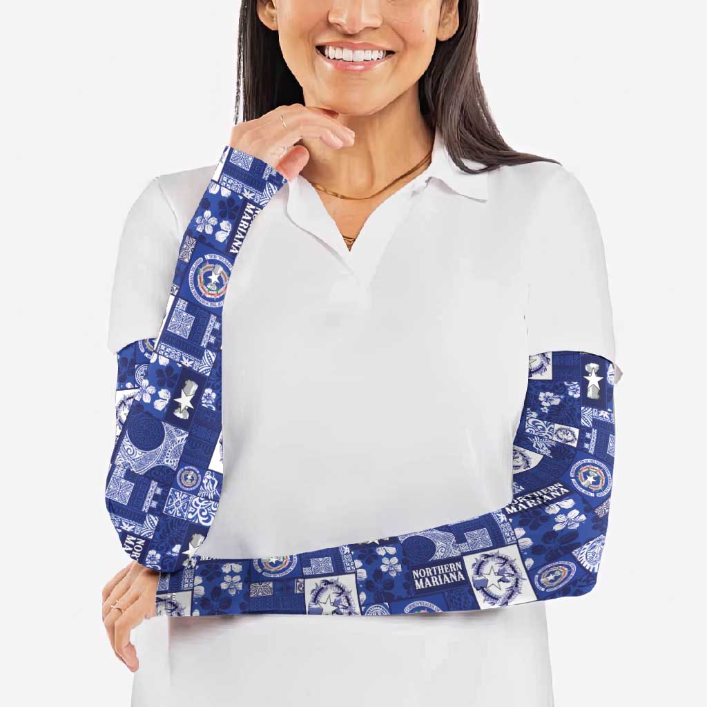 Northern Mariana Islands Magof Nochebuena Arm Sleeves Pacific Patchwork Xmas Vibes LT9 - Polynesian Pride