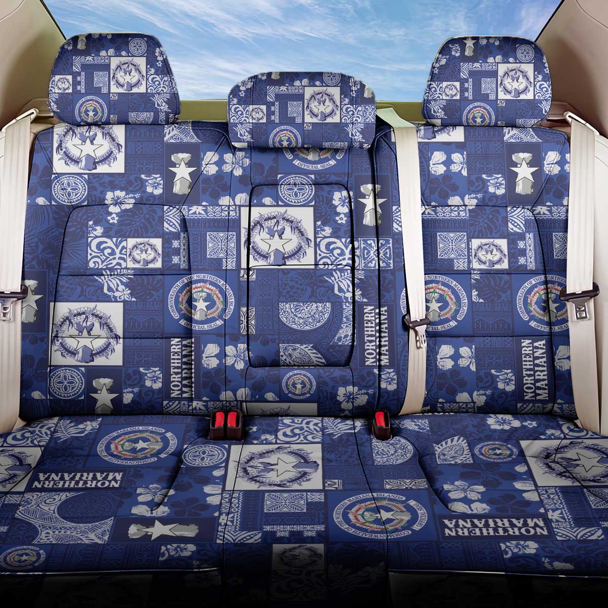 Northern Mariana Islands Magof Nochebuena Back Car Seat Cover Pacific Patchwork Xmas Vibes - Polynesian Pride