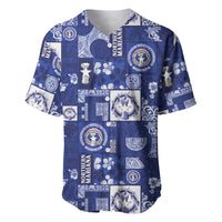 Northern Mariana Islands Magof Nochebuena Baseball Jersey Pacific Patchwork Xmas Vibes LT9 Blue - Polynesian Pride