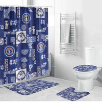 Northern Mariana Islands Magof Nochebuena Bathroom Set Pacific Patchwork Xmas Vibes LT9 Bathroom Set (4 pcs) Blue - Polynesian Pride