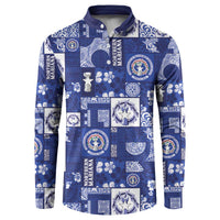 Northern Mariana Islands Magof Nochebuena Button Sweatshirt Pacific Patchwork Xmas Vibes LT9 Blue - Polynesian Pride