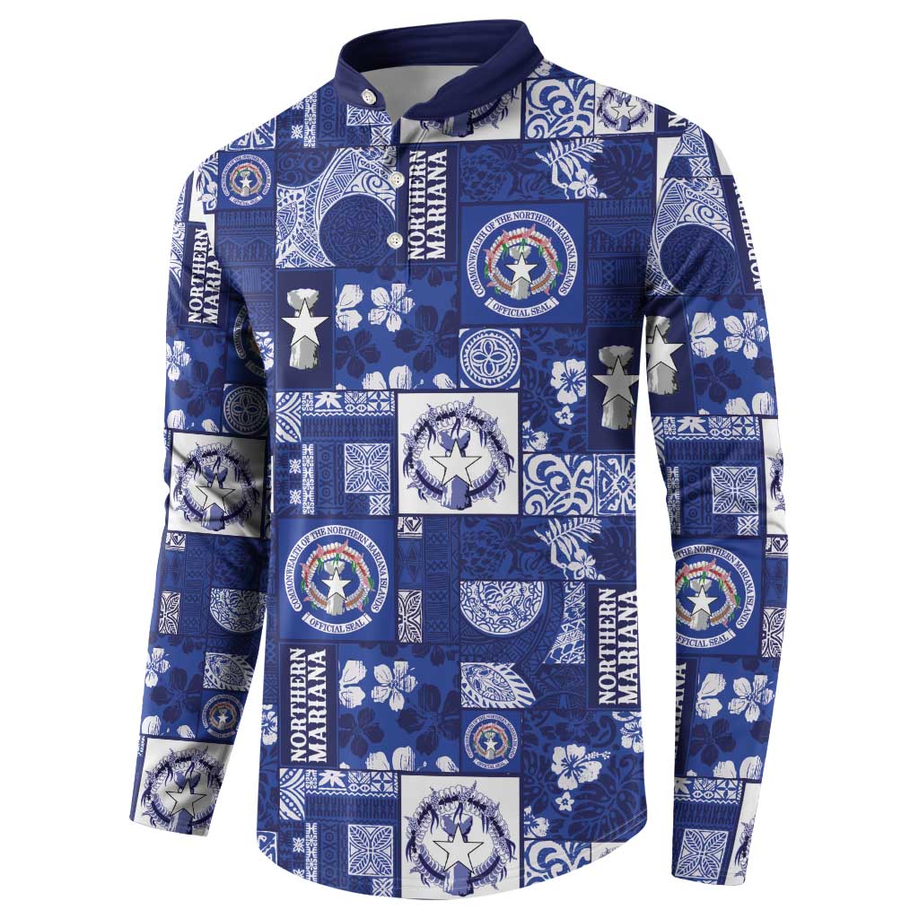 Northern Mariana Islands Magof Nochebuena Button Sweatshirt Pacific Patchwork Xmas Vibes LT9 - Polynesian Pride
