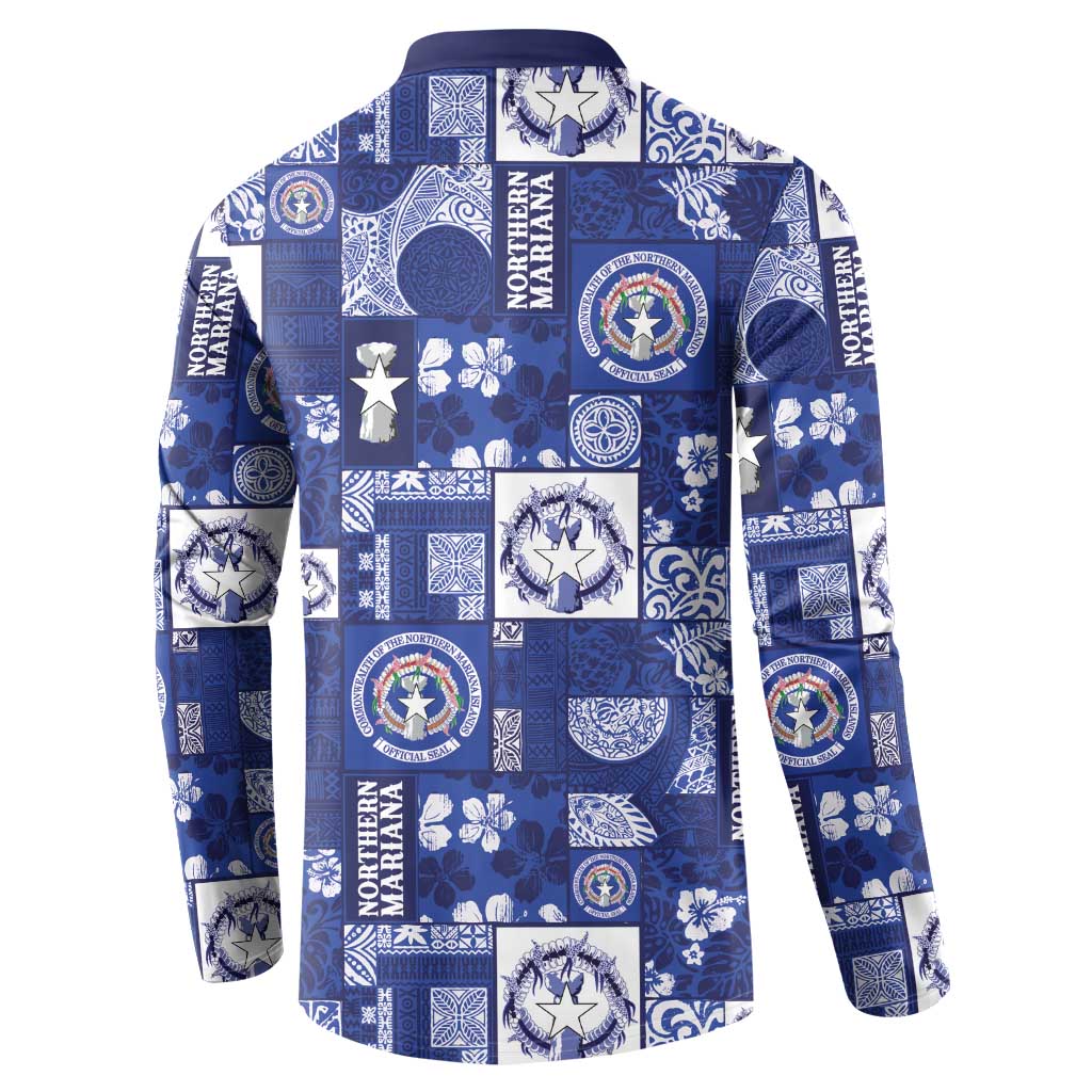 Northern Mariana Islands Magof Nochebuena Button Sweatshirt Pacific Patchwork Xmas Vibes LT9 - Polynesian Pride