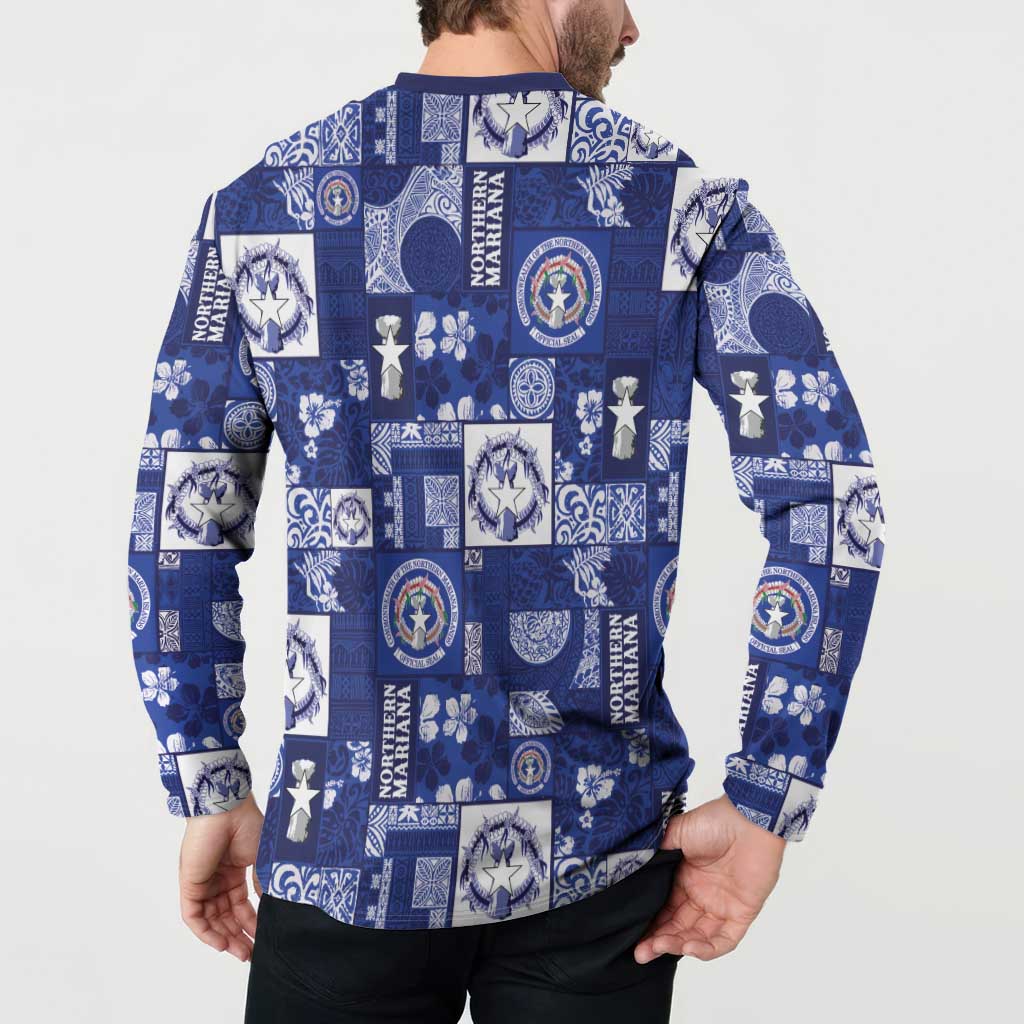 Northern Mariana Islands Magof Nochebuena Button Sweatshirt Pacific Patchwork Xmas Vibes LT9 - Polynesian Pride