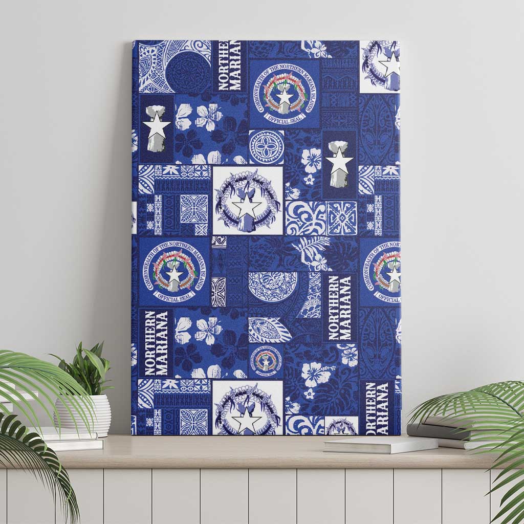 Northern Mariana Islands Magof Nochebuena Canvas Wall Art Pacific Patchwork Xmas Vibes LT9 - Polynesian Pride