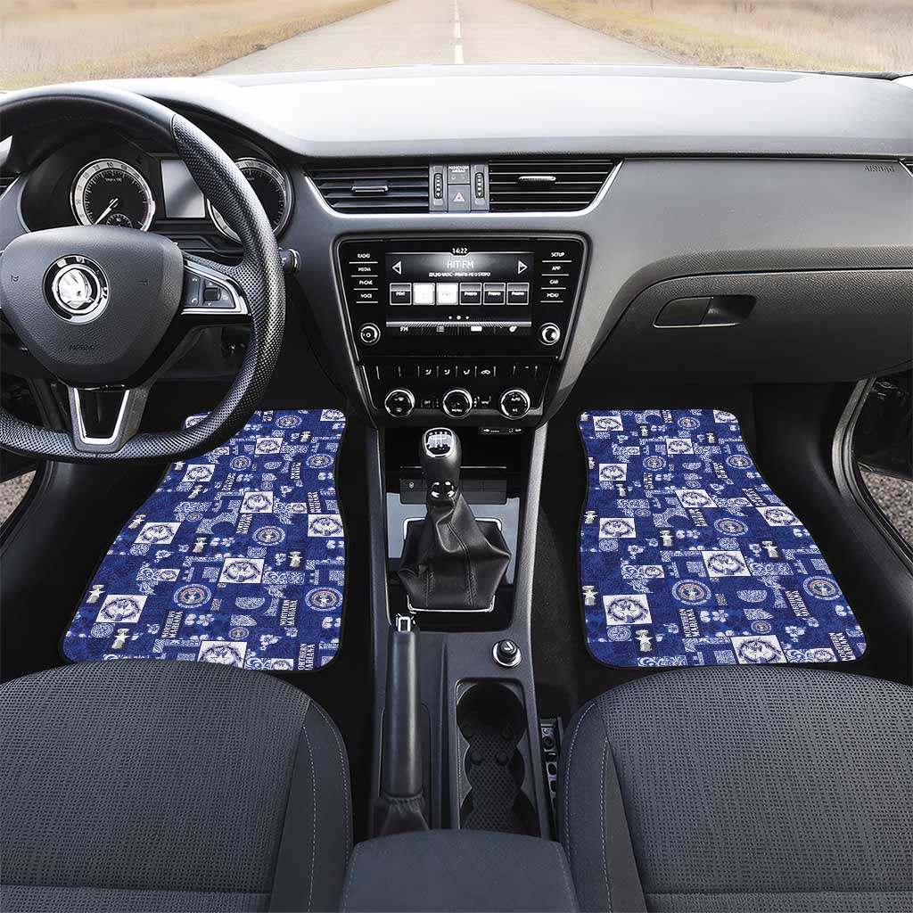 Northern Mariana Islands Magof Nochebuena Car Mats Pacific Patchwork Xmas Vibes LT9 Set 2pcs - Front Blue - Polynesian Pride