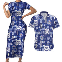 Northern Mariana Islands Magof Nochebuena Couples Matching Short Sleeve Bodycon Dress and Hawaiian Shirt Pacific Patchwork Xmas Vibes - Polynesian Pride
