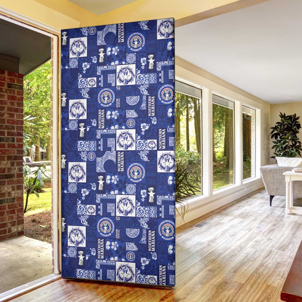 Northern Mariana Islands Magof Nochebuena Door Cover Pacific Patchwork Xmas Vibes LT9 - Polynesian Pride