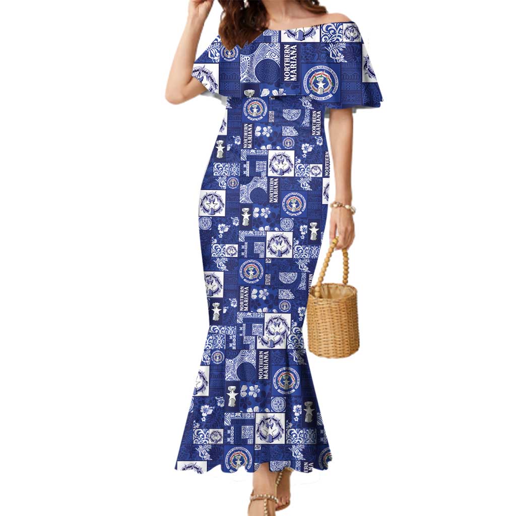 Northern Mariana Islands Magof Nochebuena Family Matching Mermaid Dress and Hawaiian Shirt Pacific Patchwork Xmas Vibes - Polynesian Pride