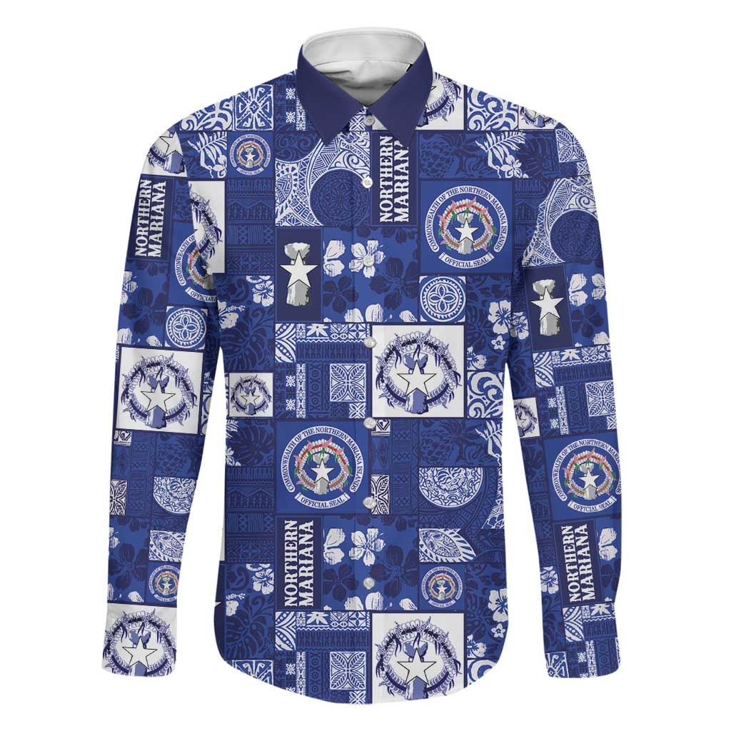 Northern Mariana Islands Magof Nochebuena Family Matching Off The Shoulder Long Sleeve Dress and Hawaiian Shirt Pacific Patchwork Xmas Vibes - Polynesian Pride