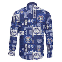 Northern Mariana Islands Magof Nochebuena Family Matching Off The Shoulder Long Sleeve Dress and Hawaiian Shirt Pacific Patchwork Xmas Vibes - Polynesian Pride