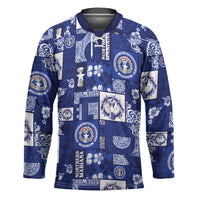 Northern Mariana Islands Magof Nochebuena Hockey Jersey Pacific Patchwork Xmas Vibes - Polynesian Pride