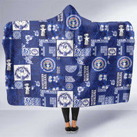 Northern Mariana Islands Magof Nochebuena Hooded Blanket Pacific Patchwork Xmas Vibes LT9 One Size Blue - Polynesian Pride