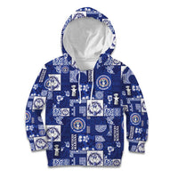 Northern Mariana Islands Magof Nochebuena Kid Hoodie Pacific Patchwork Xmas Vibes LT9 Hoodie Blue - Polynesian Pride