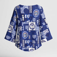 Northern Mariana Islands Magof Nochebuena Kimono Sleeve Blouse Pacific Patchwork Xmas Vibes - Polynesian Pride