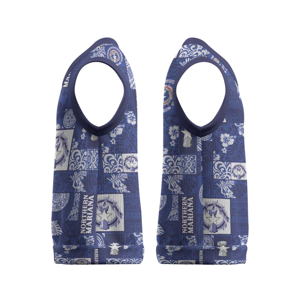 Northern Mariana Islands Magof Nochebuena Christmas Knitted V-Neck Vest Pacific Patchwork Xmas Vibes - Polynesian Pride