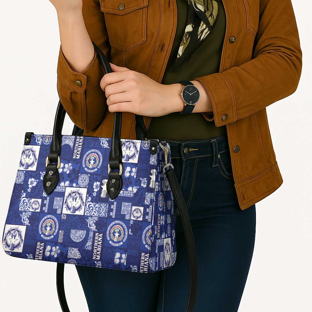 Northern Mariana Islands Magof Nochebuena Leather Bag Pacific Patchwork Xmas Vibes LT9 - Polynesian Pride