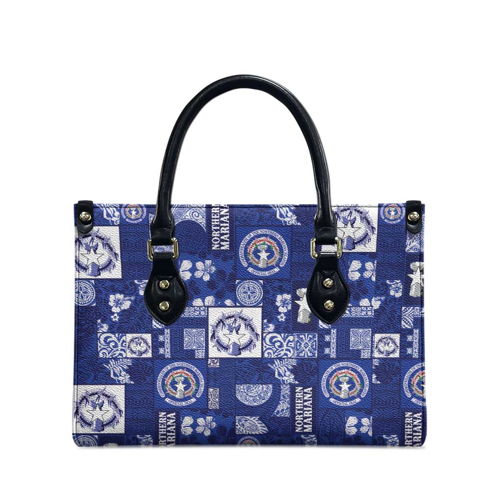 Northern Mariana Islands Magof Nochebuena Leather Bag Pacific Patchwork Xmas Vibes LT9 - Polynesian Pride