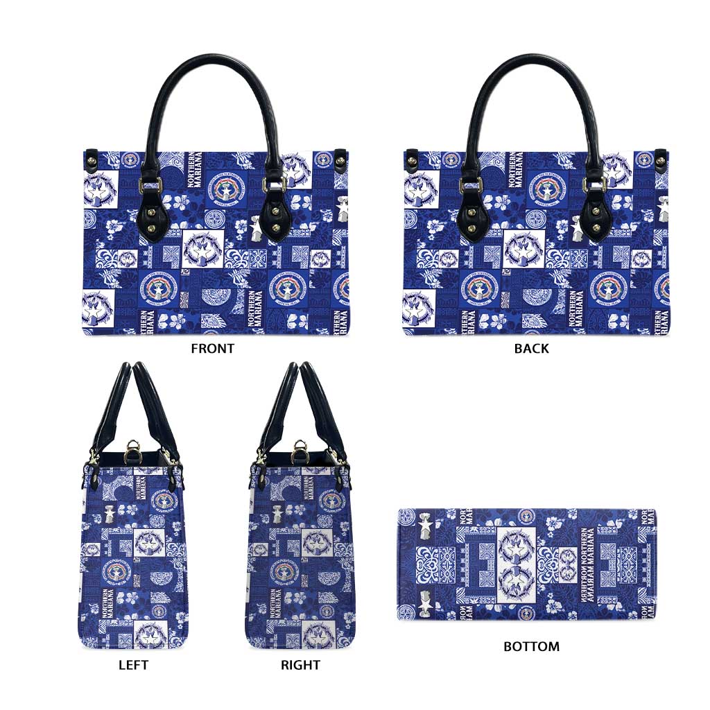 Northern Mariana Islands Magof Nochebuena Leather Bag Pacific Patchwork Xmas Vibes LT9 - Polynesian Pride