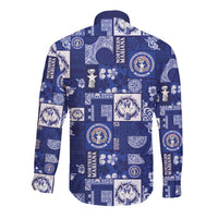 Northern Mariana Islands Magof Nochebuena Long Sleeve Button Shirt Pacific Patchwork Xmas Vibes LT9 - Polynesian Pride
