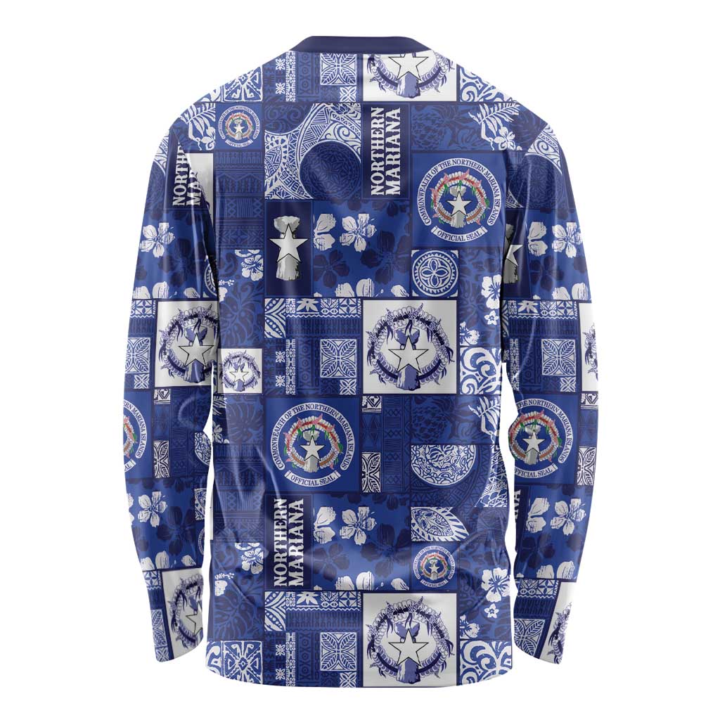 Northern Mariana Islands Magof Nochebuena Long Sleeve Shirt Pacific Patchwork Xmas Vibes LT9 - Polynesian Pride