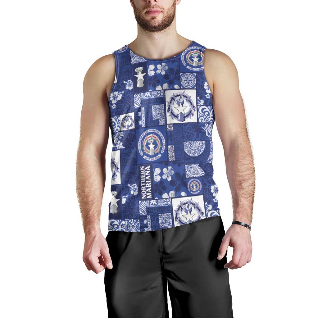 Northern Mariana Islands Magof Nochebuena Men Tank Top Pacific Patchwork Xmas Vibes LT9 - Polynesian Pride