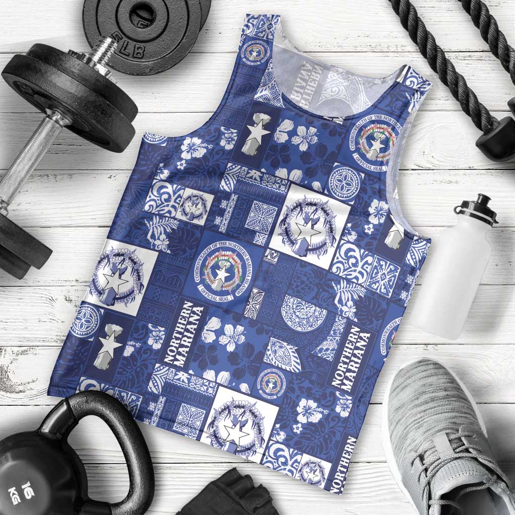 Northern Mariana Islands Magof Nochebuena Men Tank Top Pacific Patchwork Xmas Vibes LT9 - Polynesian Pride