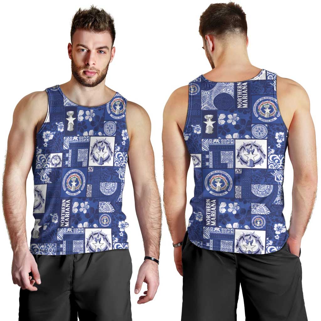 Northern Mariana Islands Magof Nochebuena Men Tank Top Pacific Patchwork Xmas Vibes LT9 - Polynesian Pride