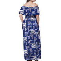 Northern Mariana Islands Magof Nochebuena Off Shoulder Maxi Dress Pacific Patchwork Xmas Vibes LT9 - Polynesian Pride