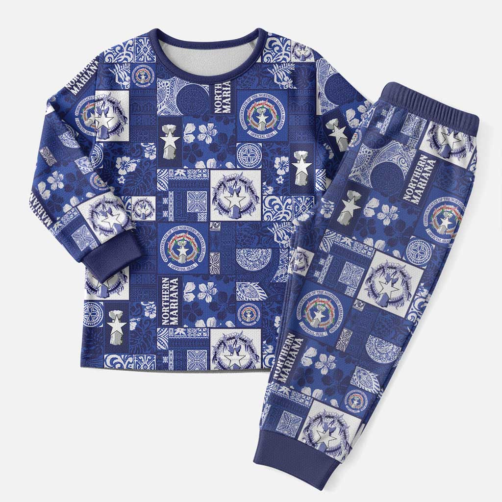 Northern Mariana Islands Magof Nochebuena Christmas Pajama Set Pacific Patchwork Xmas Vibes - Polynesian Pride