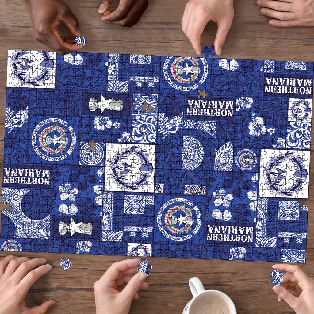 Northern Mariana Islands Magof Nochebuena Puzzle Pacific Patchwork Xmas Vibes - Polynesian Pride