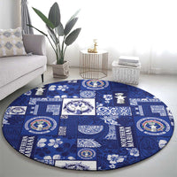 Northern Mariana Islands Magof Nochebuena Round Carpet Pacific Patchwork Xmas Vibes LT9 - Polynesian Pride