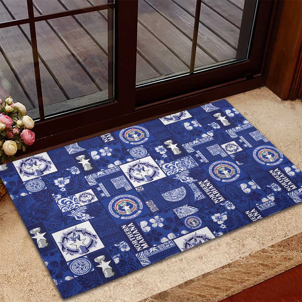 Northern Mariana Islands Magof Nochebuena Rubber Doormat Pacific Patchwork Xmas Vibes LT9 - Polynesian Pride