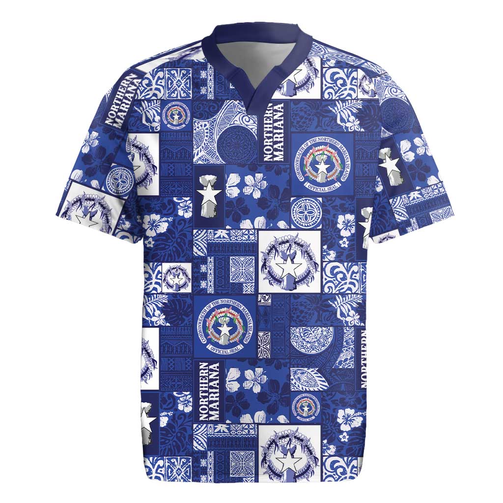 Northern Mariana Islands Magof Nochebuena Rugby Jersey Pacific Patchwork Xmas Vibes - Polynesian Pride