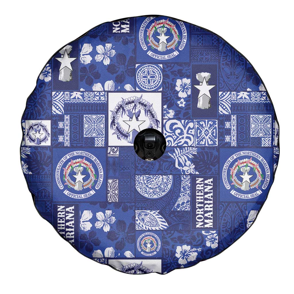 Northern Mariana Islands Magof Nochebuena Spare Tire Cover Pacific Patchwork Xmas Vibes - Polynesian Pride