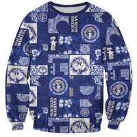 Northern Mariana Islands Magof Nochebuena Sweatshirt Pacific Patchwork Xmas Vibes LT9 Unisex Blue - Polynesian Pride