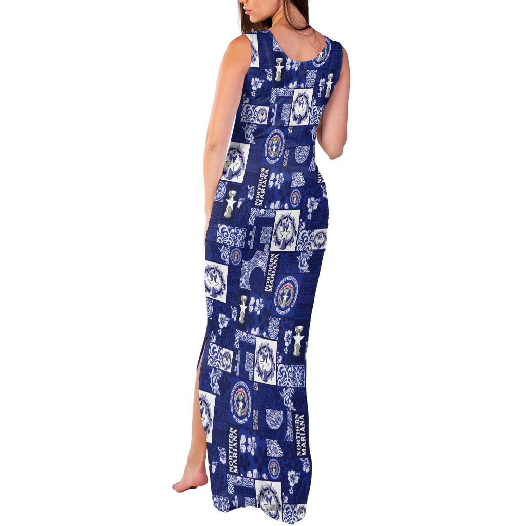 Northern Mariana Islands Magof Nochebuena Tank Maxi Dress Pacific Patchwork Xmas Vibes - Polynesian Pride
