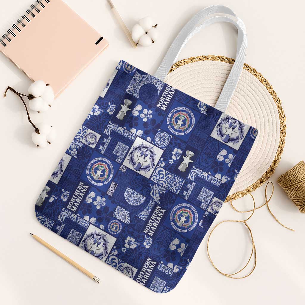 Northern Mariana Islands Magof Nochebuena Tote Bag Pacific Patchwork Xmas Vibes - Polynesian Pride