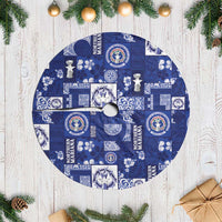 Northern Mariana Islands Magof Nochebuena Tree Skirt Pacific Patchwork Xmas Vibes LT9 Casual Blue - Polynesian Pride