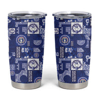 Northern Mariana Islands Magof Nochebuena Tumbler Cup Pacific Patchwork Xmas Vibes LT9 Blue - Polynesian Pride