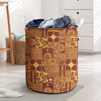 Rotuma Faiakse'ea 'e Kirisimasi Laundry Basket Pacific Patchwork Xmas Vibes LT9 Red - Polynesian Pride