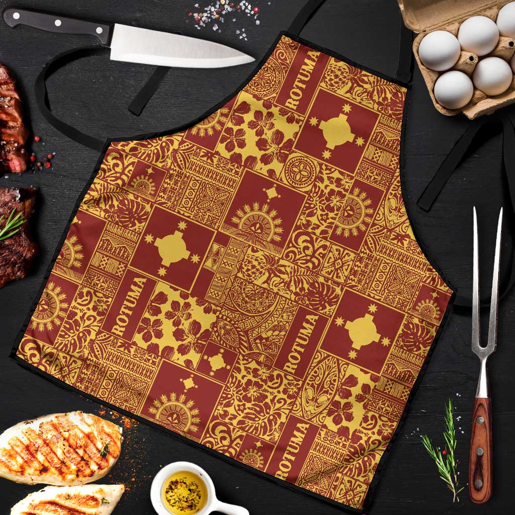 Rotuma Faiakse'ea 'e Kirisimasi Apron Pacific Patchwork Xmas Vibes LT9 Red - Polynesian Pride